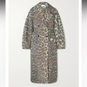 GANNI - Double-breasted Leopard-print Recycled-shell Coat - Animal print